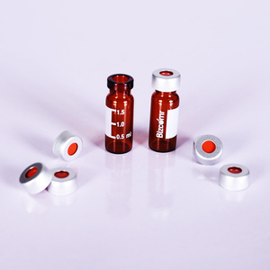 2ML鉗口樣品瓶/透明/棕色/銀色開口鋁蓋 ,白色 PTFE/暗紅硅膠墊