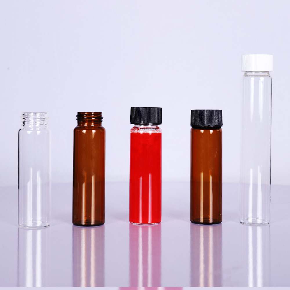 20-60ML螺紋平底樣品瓶/透明/棕色/不含蓋墊/24-425
