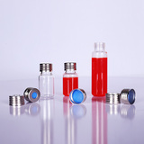  10-20mL 精密圓底螺紋透明樣品瓶/銀色磁性頂空蓋+藍色PTFE+白色硅膠